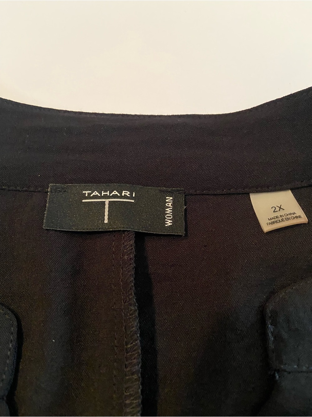 T Tahari Black Split-Neck Flowing Blouse - Picture 4 of 8